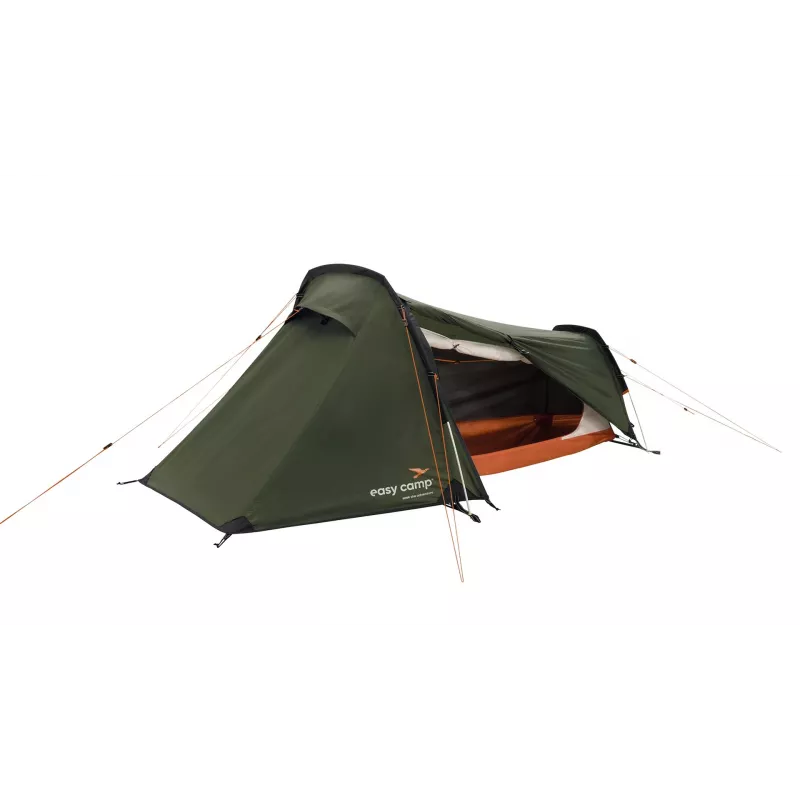 Tunnelzelt easy camp Sarek 1 (dunkelgrün/orange, 2025) — Einpersonen-Tunneldesign