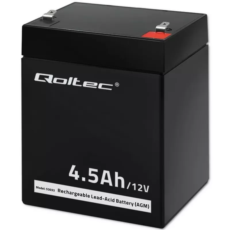 Qoltec 53033 AGM-Akku 12 V 4,5 Ah, max. 1,35 A, wartungsfrei