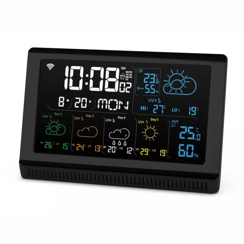 Manta MTO200B Windy Smart Wetterstation mit Außensensor, Wi-Fi, Schwarz