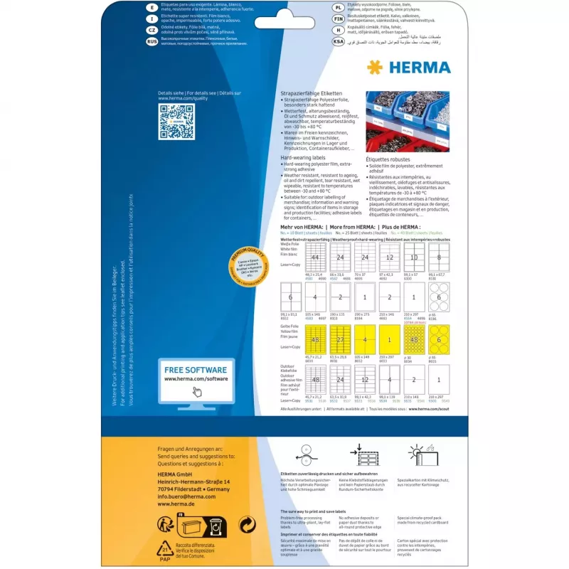 Selbstklebende Drucker-Etiketten HERMA Signs A4 190x275 mm