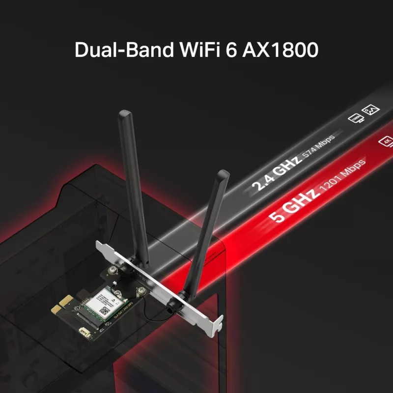 Mercusys MA70XE AX1800 Wi-Fi 6 Bluetooth PCI-Express-Adapter, Dualband