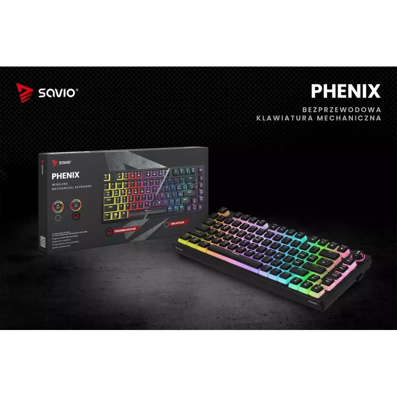 Gaming-Tastatur Savio SAVGK-PHENIX RED PUDDING mechanisch RGB Wireless