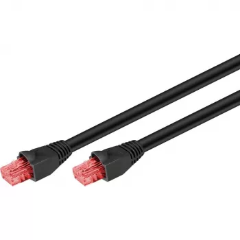 Goobay CAT 6 Outdoor-Patchkabel, U/UTP, Schwarz, 10 m - Kupfermaterial, PE-Außenmantel (55432)