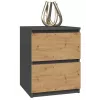 Topeshop W2 ANTRACYT/ARTISAN nightstand/Nachttisch 2 Schublade(s) Anthrazit, Eiche
