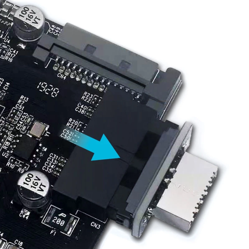 GrauGear interner 19-Pin USB 3.0 auf USB 3.1 Type-E 20-Pin Key A Adapter, 180 Grad