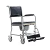 Toiletten-Rollstuhl MDH PLW006VC — faltbarer Toilettenstuhl aus Stahl, 4 Räder, max. 110 kg, Sitzfläche 43×43 cm, Breite 530 mm, Gewicht 11,2 kg