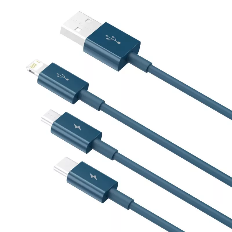 USB-Kabel 3in1 Baseus Superior Series, USB auf Micro-USB / USB-C / Lightning, 3,5 A, 1,5 m (blau)