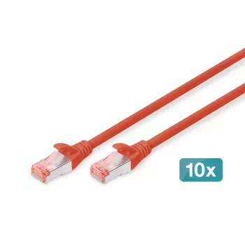 DIGITUS CAT 6 S/FTP Patchkabel-Set DK-1644-050-R-10, 5 m, Rot, 10 Stück