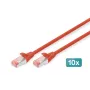 DIGITUS CAT 6 S/FTP Patchkabel-Set DK-1644-050-R-10, 5 m, Rot, 10 Stück