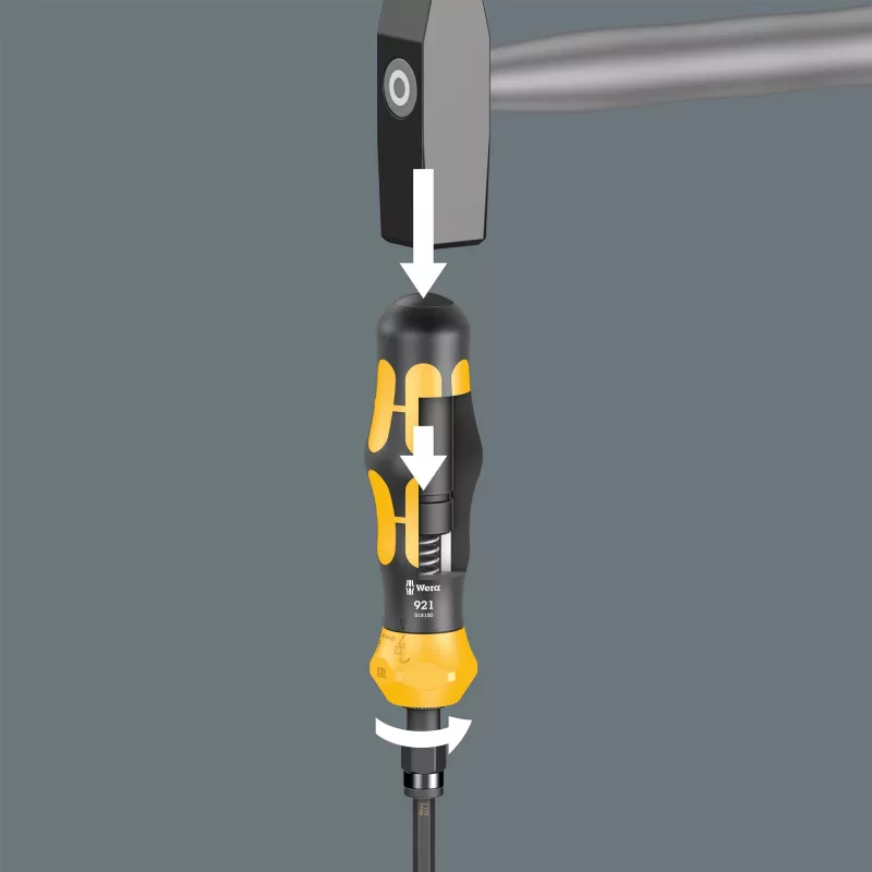 Wera 05018110001 Kraftform Kompakt 900 Set 1 Schraubendreher-Set mit Schlagschraubendreher und Bits, 19-teilig, 1/4", schwarz/gelb