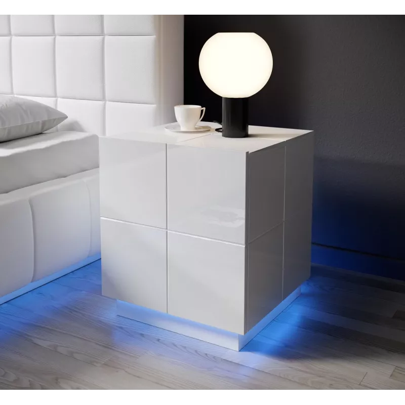Cama Nachttisch REJA weiß glänzend/weiß glänzend