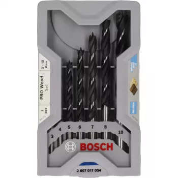 Bosch PRO Wood Holz-Spiralbohrer-Satz, 7-teilig, 3-10 mm