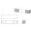 TV-Schrank Cama Meble LARA 183x35x37 cm, weiße matte Oberseite, weißer Rahmen, schwarzer Kamin