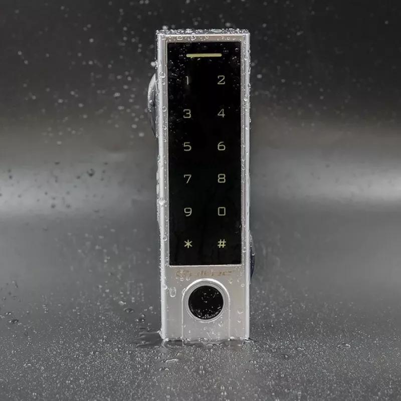 Qoltec 52448 Codeschloss TITAN mit Fingerabdruckleser | RFID | BT 4.0 |Code | Karte | Schlüsselanhänger | Türklingel| IP68 | EM