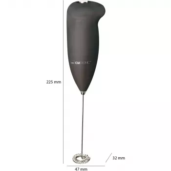 Clatronic MS 3089 batteriebetriebener Milchaufschäumer, Schwarz/Edelstahl