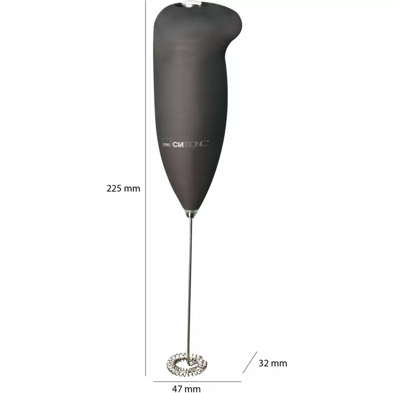 Clatronic MS 3089 batteriebetriebener Milchaufschäumer, Schwarz/Edelstahl