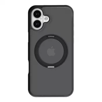 Schutzhülle Torras Ostand Pro für iPhone 16 Plus — Schwarz, schlankes Profil, leicht