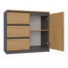 Kommode Top e Shop Topeshop 1D3S ANT/ART BA KPL — Anthrazit und Eiche, 3 Schubladen, Spanplattenkorpus