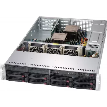 Supermicro SuperChassis 825TQC-R802WB 2U Rack-Servergehäuse, 800 W, Schwarz