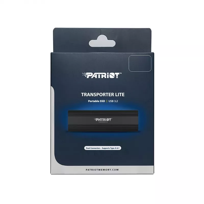 Patriot Transporter Lite PTPL1TBPECB externe SSD, 1 TB, USB-C 3.2 Gen 2, 1000 MB/s, Aluminium, schwarz