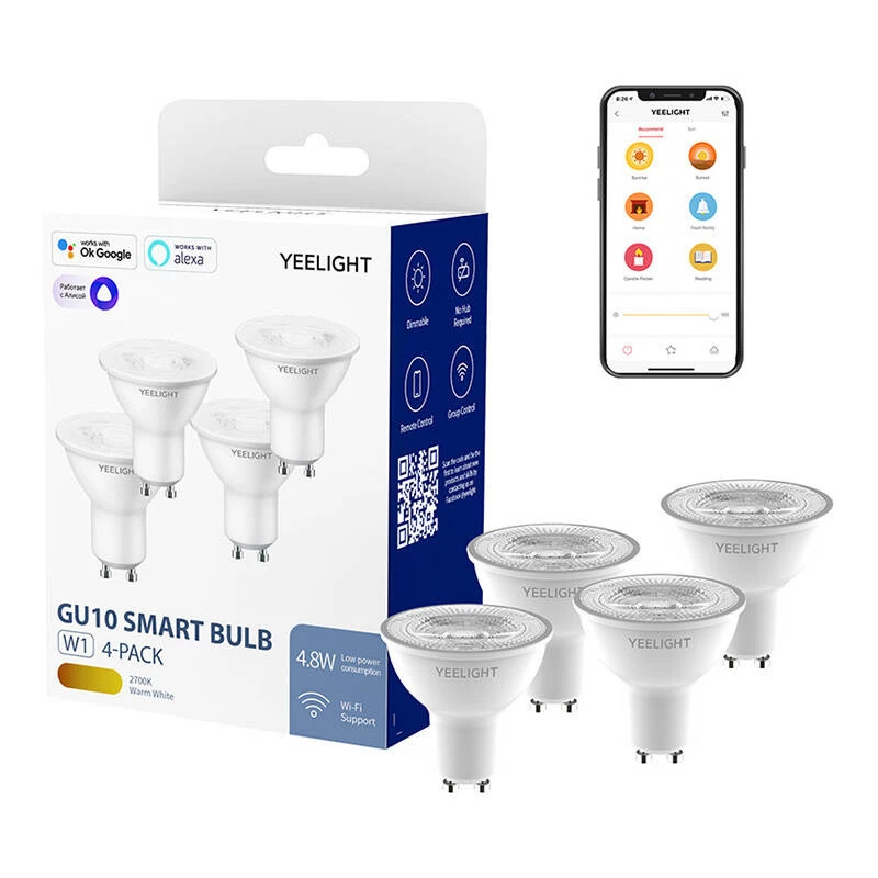 Yeelight W1 GU10 dimmbare smarte Lampe, 4er-Pack