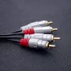 Qoltec 52338 Audiokabel, 2 x RCA-Stecker auf 2 x RCA-Stecker, 3 m, Schwarz