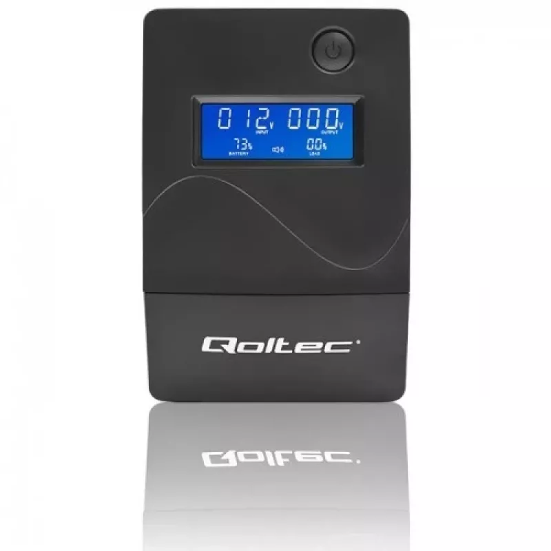 Qoltec Monolith 53980 USV 1000 VA 600 W, 2x Schuko, LCD, USB, RJ45