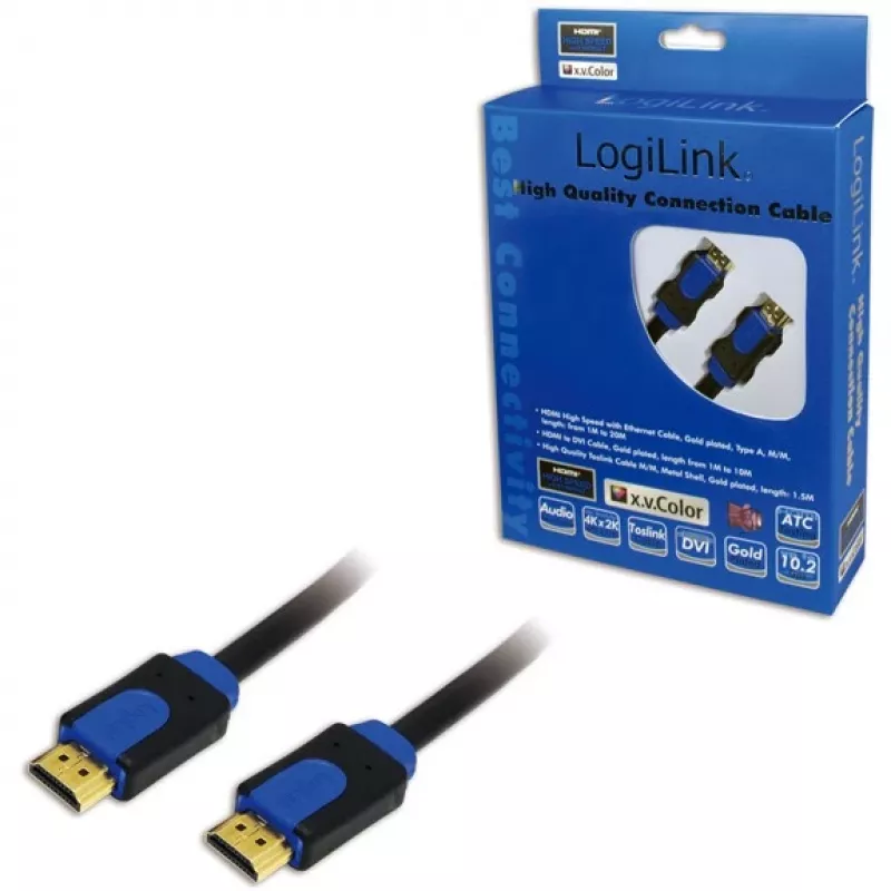 HDMI-Kabel LogiLink CHB1105 5m Typ A Schwarz Blau