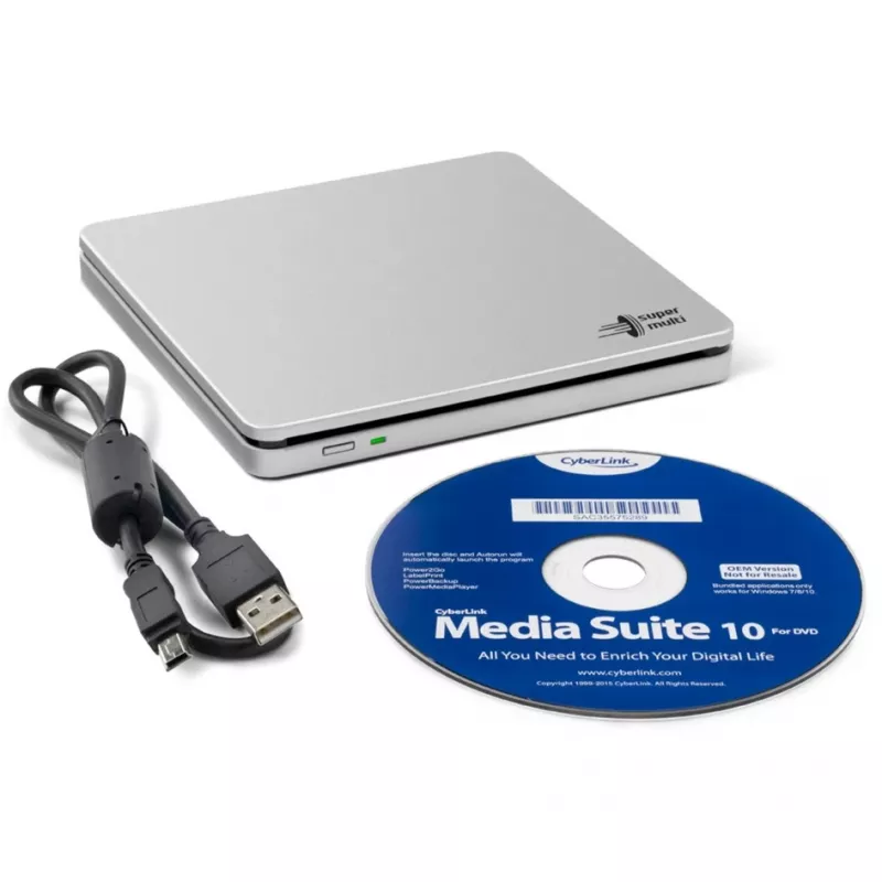 GP70NS50 SLIM, externer DVD-Brenner (Silber, extern, USB 2.0, 5,25)