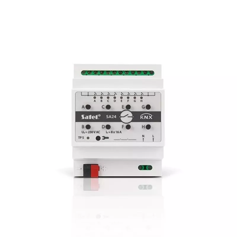 Satel KNX-SA24 KNX-Schaltaktor, 8 Kanäle, Hutschienenmontage
