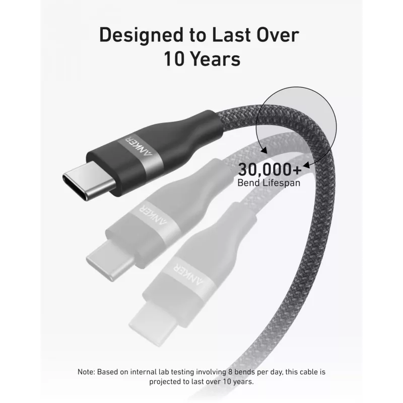 USB-C-auf-USB-C-Kabel Anker A82E2 — USB 2.0, 1,8 m, schwarz