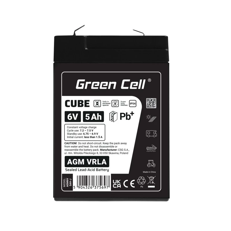 UPS-Batterie Versiegelte Blei-Säure Green Cell AGM6V5AH-J 6 V 5 Ah
