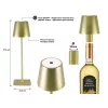 Beper P201UTP116 wiederaufladbare LED-Tischleuchte, 1,5 W, Touch-Schalter, dimmbar, 33-mm-Flaschenadapter, wasserbeständig, Gold