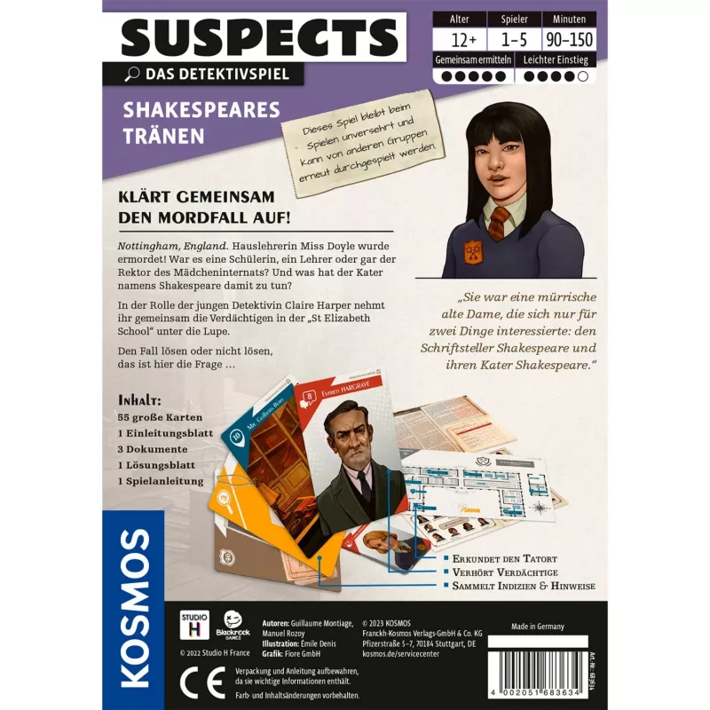 Suspects: Shakespeares Tears, Kartenspiel