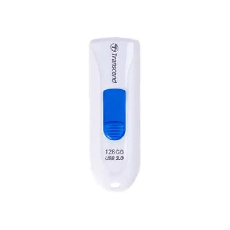 Transcend JetFlash 790 TS128GJF790W USB-Stick, 128 GB, USB 3.1 Gen 1, ausfahrbarer Anschluss, Weiß