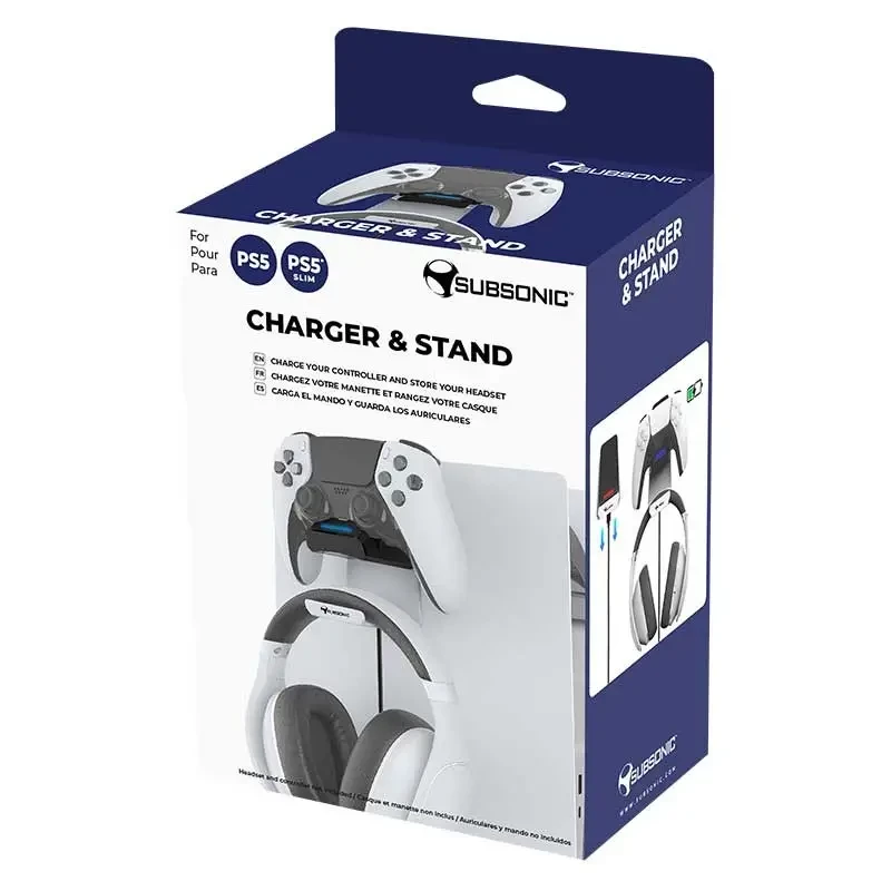 Subsonic SA5655 Ladestation für PS5 Controller mit Headset-Halter