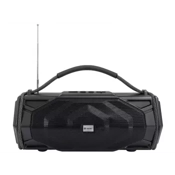 Tracer Explorer TRAGLO47616 tragbarer Bluetooth-Lautsprecher, TWS, Bluetooth 5.3, 15 W RMS, UKW-Radio, Taschenlampe, Solarpanel, 1800-mAh-Powerbank, microSD, Schwarz