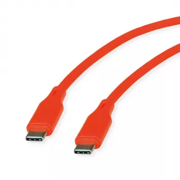ROLINE USB 2.0 Kabel C-C ST/ST Silikon 60W 1m Orange - Kabel - Digital/Daten (11.02.9124)