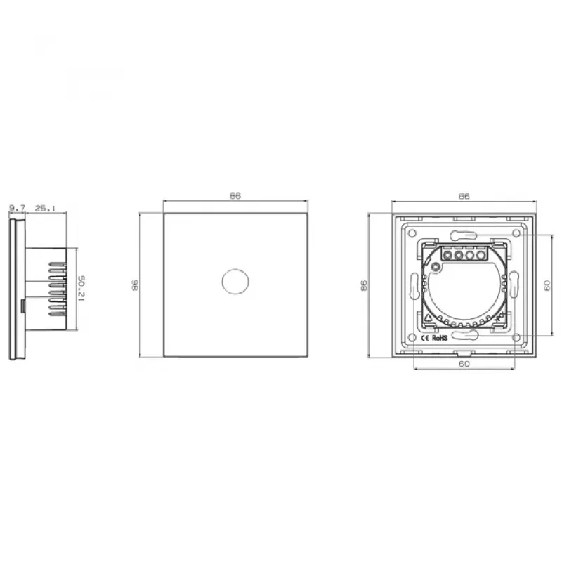 Touch-Wandschalter Spring 3-fach Glas Weiß — Modell 0