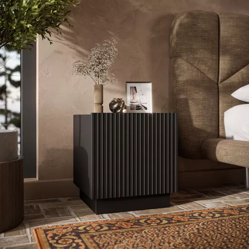 Cama Meble LIVERTI Nachttisch, 2er-Set, 45x42x47 cm, schwarz