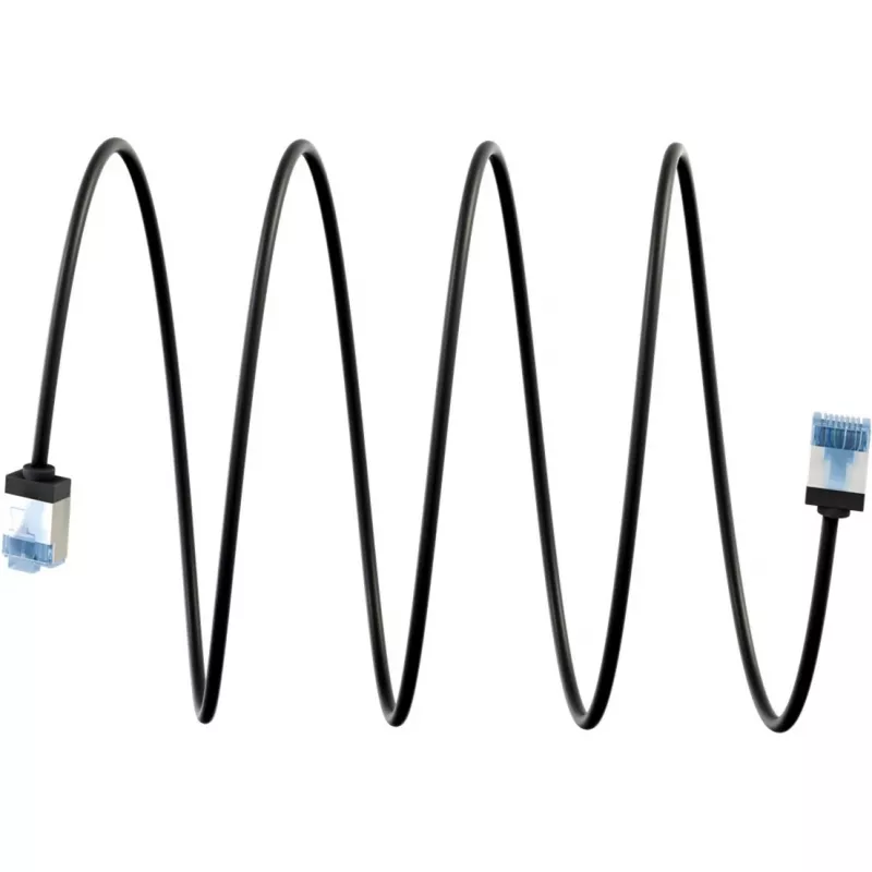 Goobay Ultra-Flexibles CAT 6A Patchkabel schlank U/FTP Schwarz – extra-kurzer Stecker (74320)