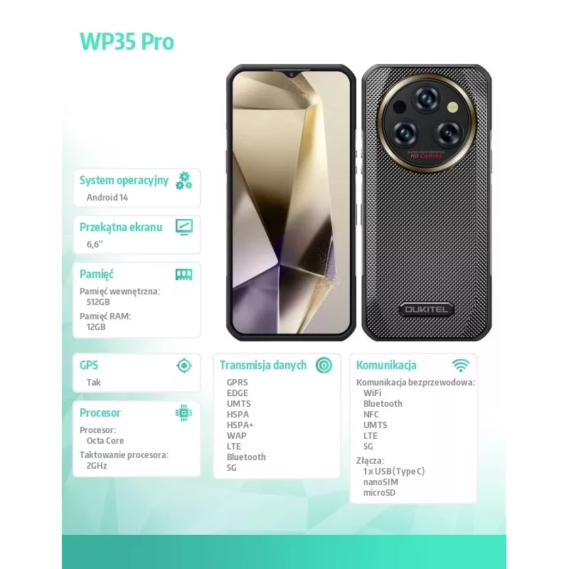 Smartphone Oukitel WP35 Pro 6,52 Zoll 12GB/512GB Grau