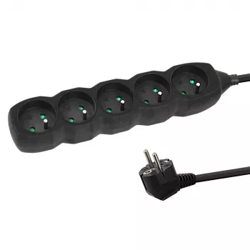 Steckdosenleiste ESPERANZA ELK208K — 5 Steckdosen, 3 m Kabel, schwarz