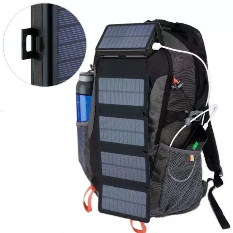 PowerNeed ES20000B faltbares Solarpanel mit Powerbank, 9 W, 20000 mAh, Li-Poly, 2x USB 2 A, Schwarz