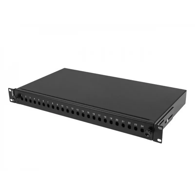 Glasfaser-Patchpanel LANBERG FOP1-24ST-FCB 1U 24xST / 24xFC Rackmontage Schwarz