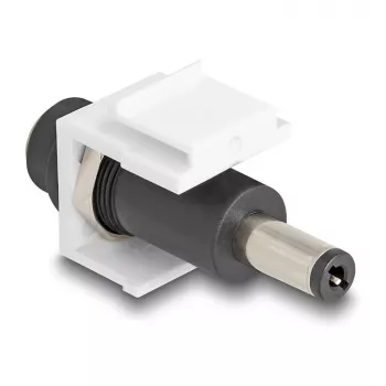 DeLOCK Keystone-Modul DC 5,5 x 2,1 mm Buchse auf DC 5,5 x 2,5 mm Stecker weiß