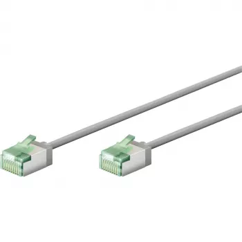 Goobay Ultra-Flexibles CAT 8.1 Patchkabel schlank U/FTP Grau - extra-kurzer Stecker 99,9% (74349)