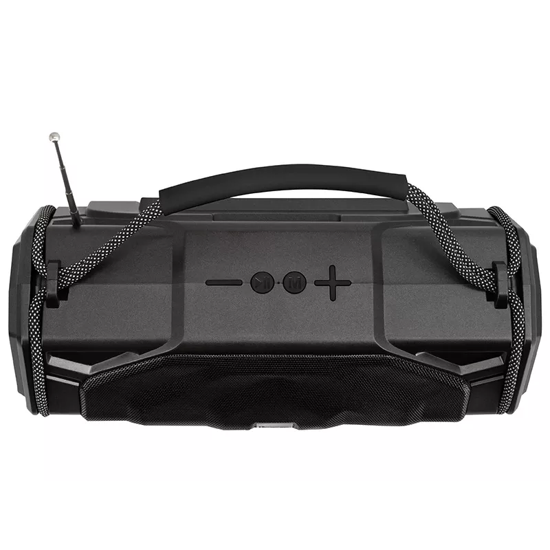 Tracer Explorer TRAGLO47616 tragbarer Bluetooth-Lautsprecher, TWS, Bluetooth 5.3, 15 W RMS, UKW-Radio, Taschenlampe, Solarpanel, 1800-mAh-Powerbank, microSD, Schwarz