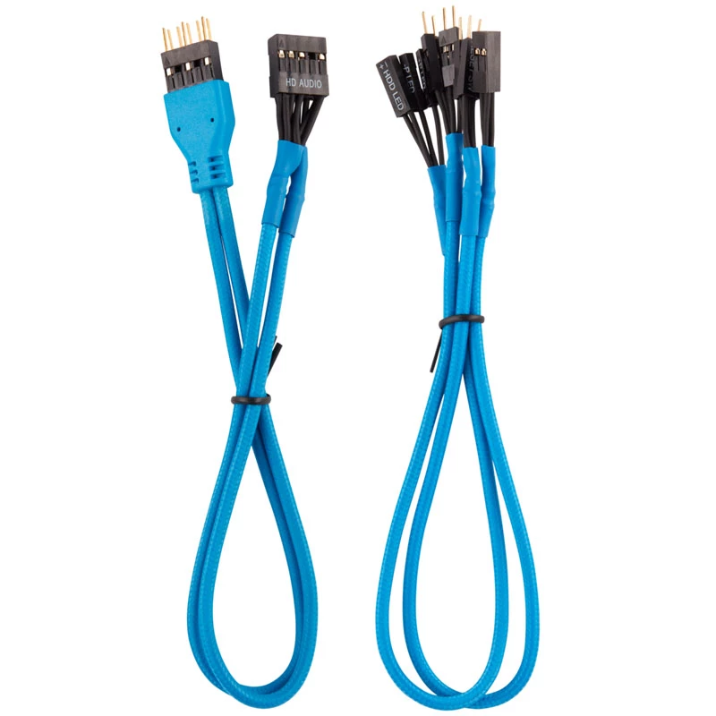 Corsair Premium Sleeved Frontpanel-Kabel-Verlängerungskit, blau