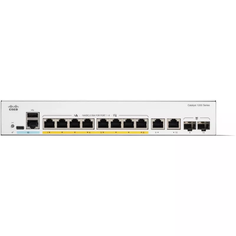 CISCO Catalyst 1200 8-Port Switch / PoE+ mit 120W Leistungsbudget / 2 x 1G SFP Uplinks (C1200-8FP-2G)